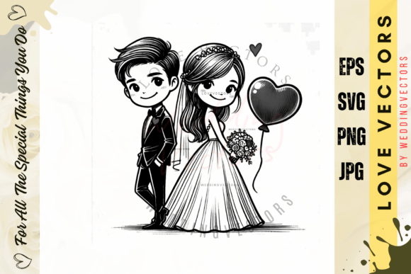 Capturing Eternal Romance with Wedding Couple Vectors