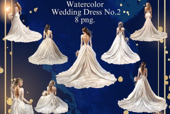 Watercolor Wedding Bride Dress Clipart 2: A Designer's Delight
