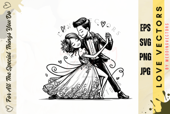 Wedding Couple and Love Vectors - C4949: Elegant Graphic Assets